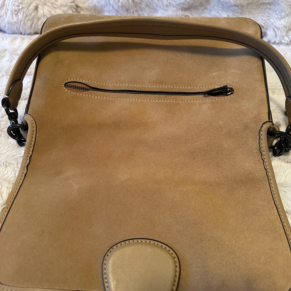 Coach Soft Tabby Suede and Leather Shoulder Bag in Tan with Black Hardware - Picture 12 of 14